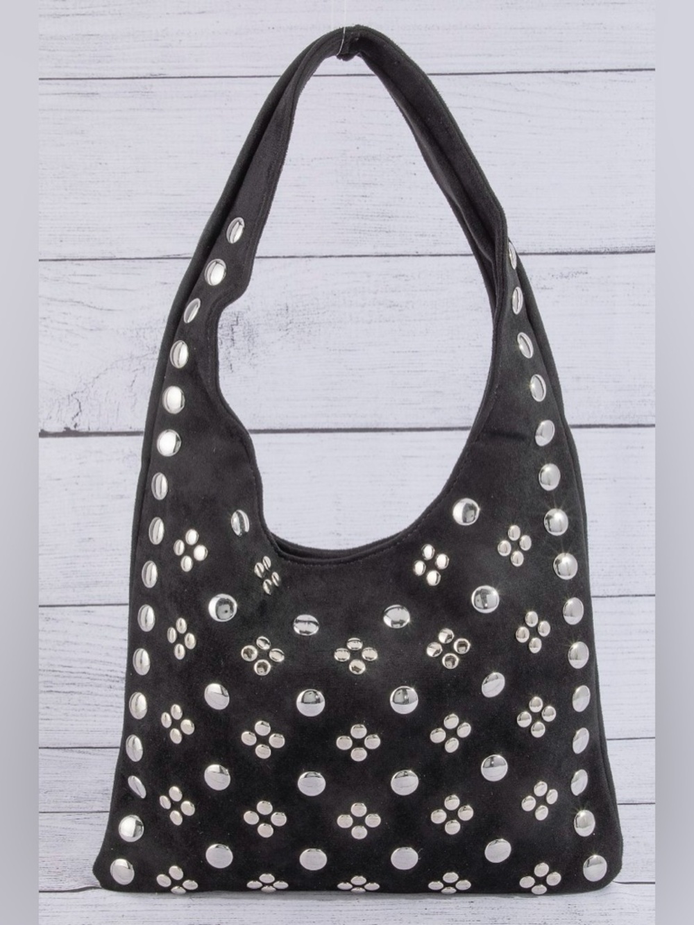 Fame Studded Rivets Hobo Shoulder Bag